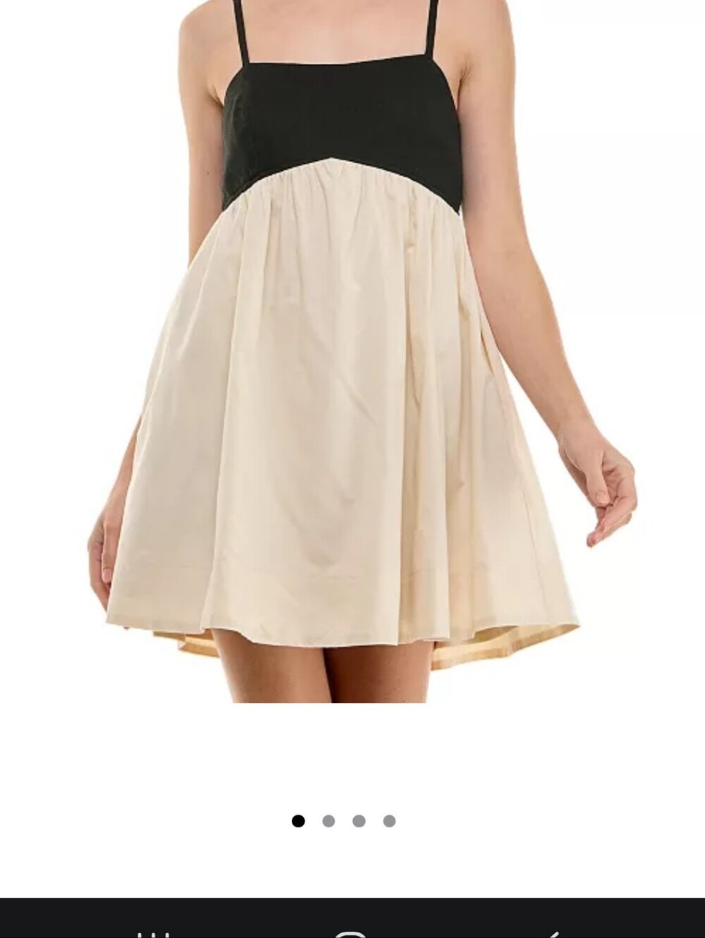 Row A Black Cream A-Line Midi Dress Halter Tie Back Cotton Linen Summer Dress M